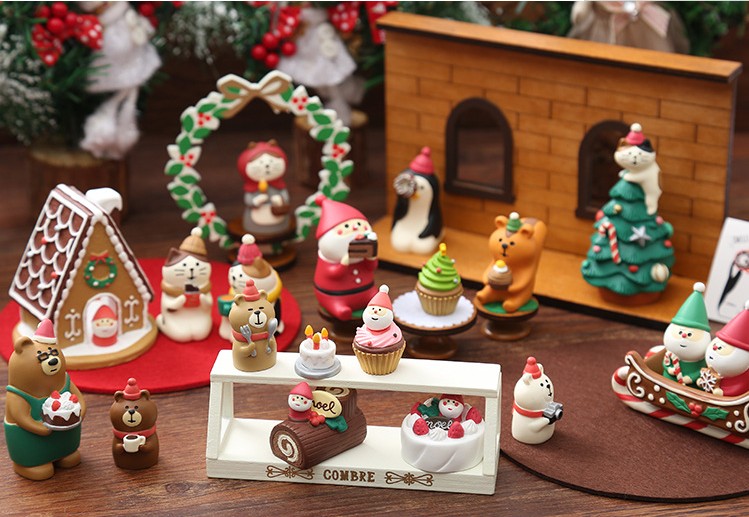 日式猫圣诞节蛋糕圣诞老人小动物家居装饰品礼品桌面摆件