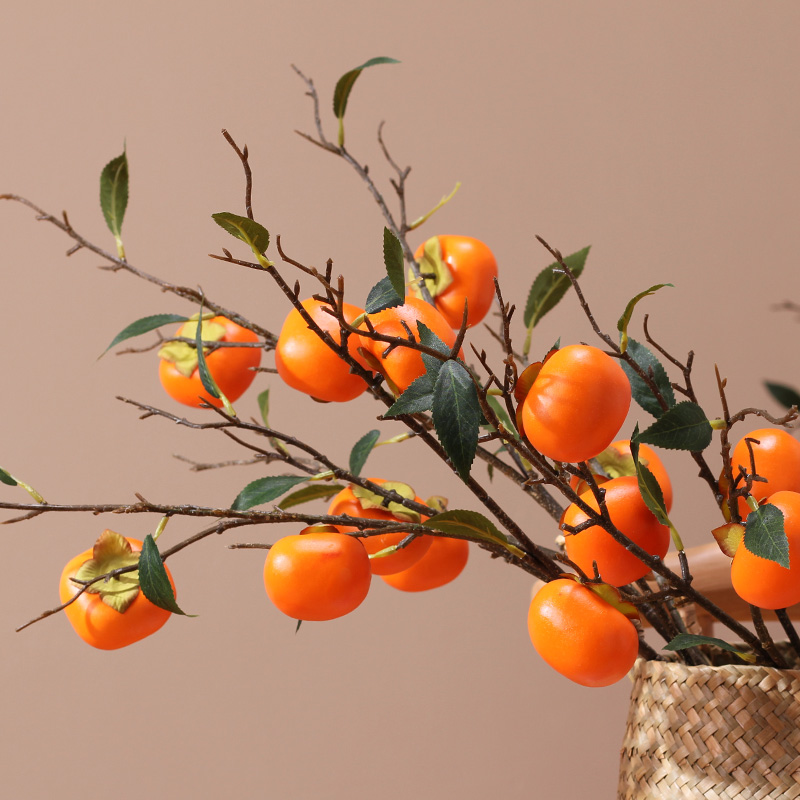 永悦 仿真花柿子过年节庆装饰摆件柿柿如意假花水果实类如意插花