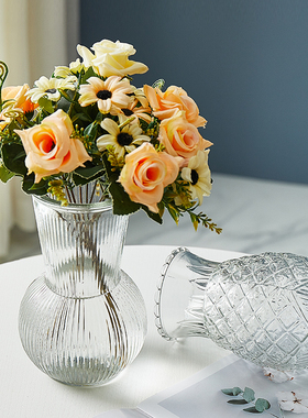 简约圆形宜家透明玻璃花瓶水养鲜花创意ins风插花瓶客厅装饰摆件