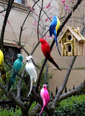 仿真鸟羽毛小鸟鹦鹉假鸟模型摆件花园家居装饰景观造景工艺品挂件