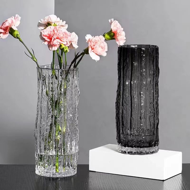 玻璃花瓶现代简约透明直筒水养鲜花干花摆件客厅插花饰品水培花器