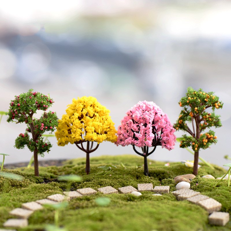 造景花树苔藓微景观摆件木槿枫树山楂苹果树道具仿真树花素材装饰