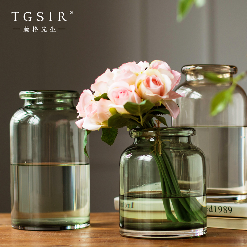 个性简约现代创意透明玻璃花瓶摆件 客厅小清新水培植物插花花器