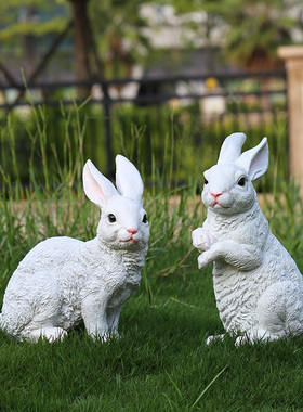 花园装饰 庭院户外幼儿园装饰摆件工艺品雕塑仿真动物兔子摆件
