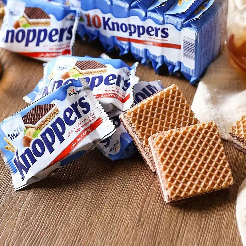德国进口威化 Knoppers 牛奶榛子巧克力威化饼干10联包办公室零食