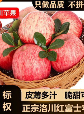新采摘苹果水果新鲜正宗陕西洛川红富士苹果一级整箱10斤产地发