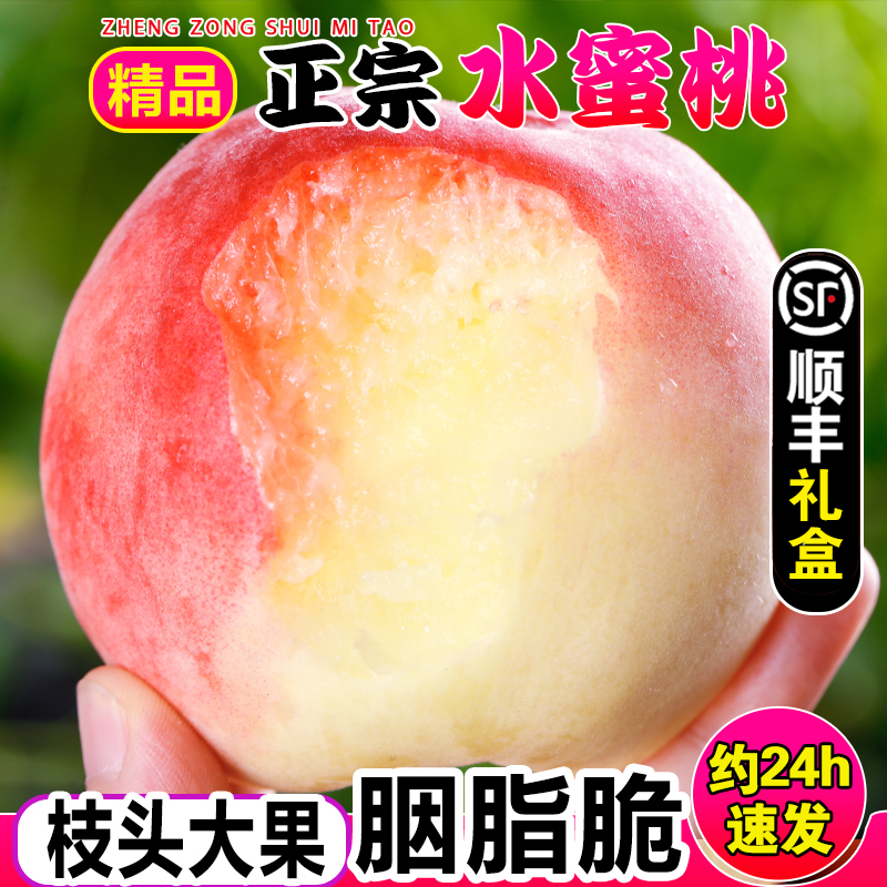 【礼盒】水蜜桃胭脂脆桃现摘苹果桃子新鲜水果毛桃脆桃整箱包邮