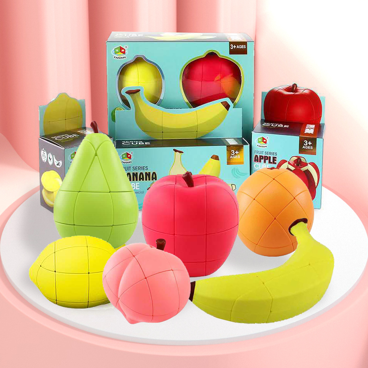 水果魔方三阶异形创意香蕉苹果柠檬实色魔方儿童益智玩具礼物高难