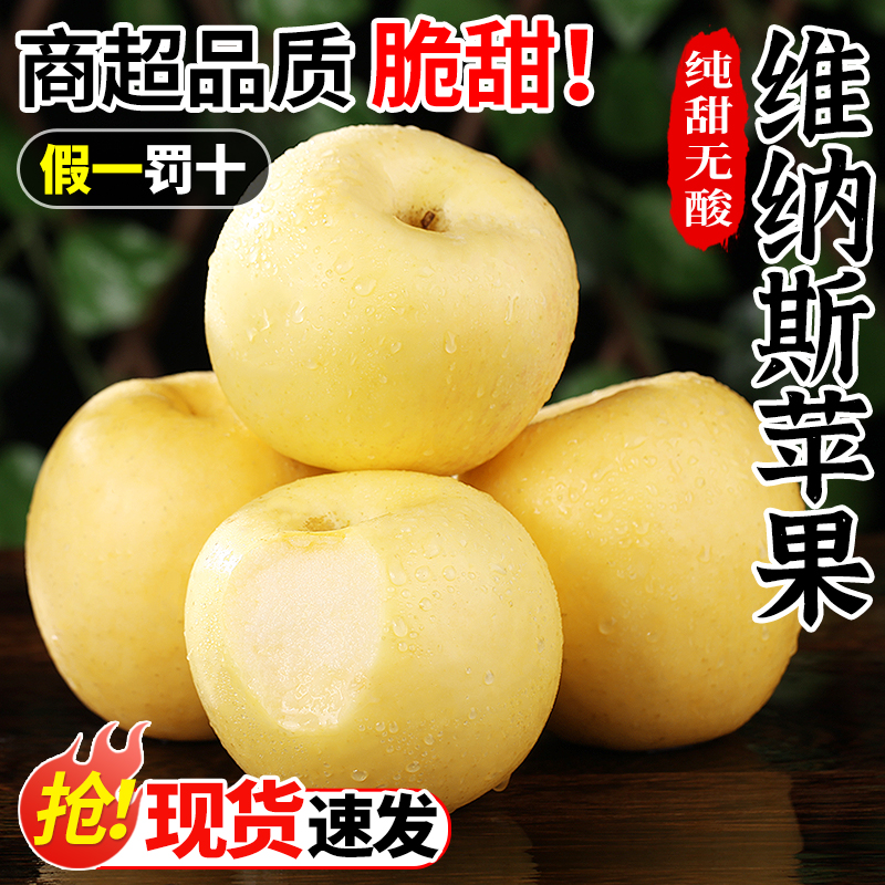 维纳斯黄金苹果10斤新鲜水果当季正宗山东黄胖子奶油甜丑苹果整箱