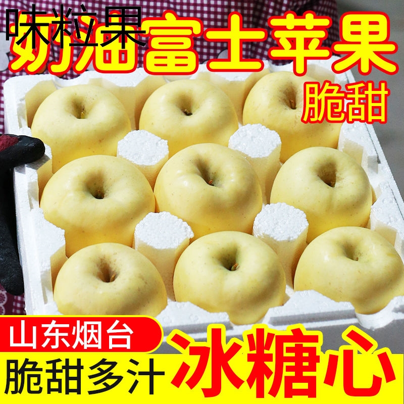 山东烟台奶油富士苹果新鲜夏季水果10斤牛奶黄金白色苹果整箱