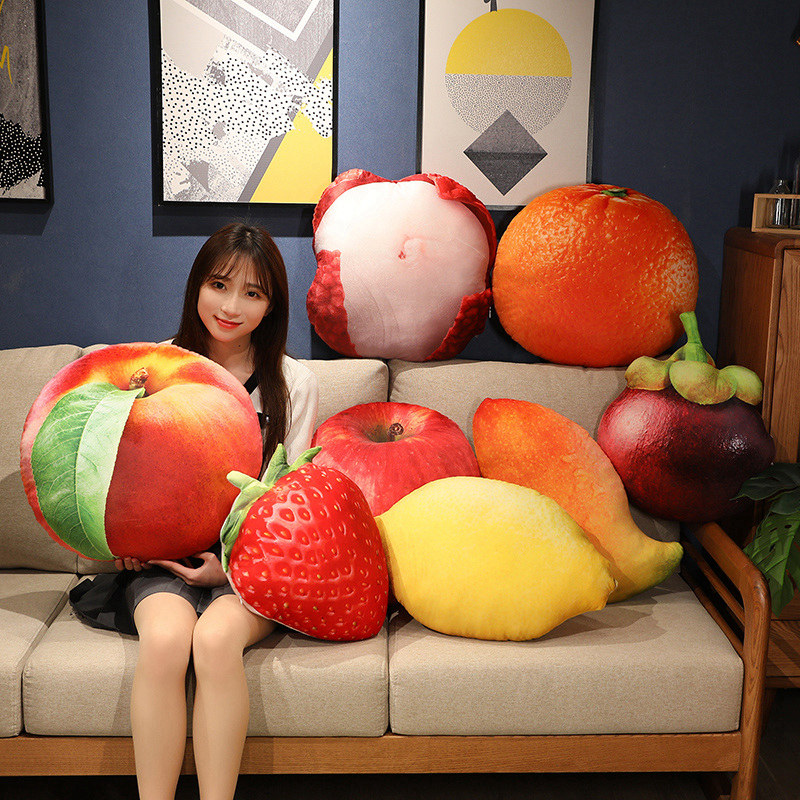 创意仿真大西瓜猕猴桃苹果抱枕可爱水果系列毛绒玩具女生睡觉玩偶