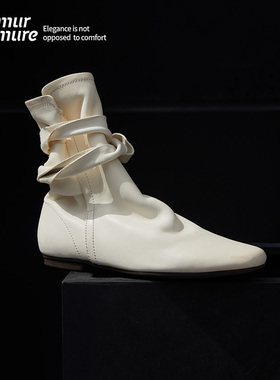 Le' Murmure 原创设计小众短靴 设计师绕带时髦靴子 复古踝靴女秋