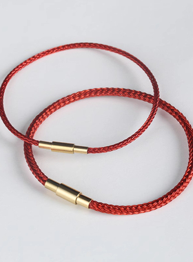 红绳本命年情侣款手链转运珠防水钢丝手绳串3d硬金黄金饰品替换绳