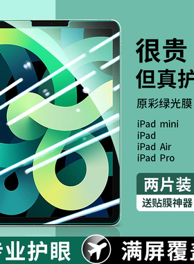 适用iPad钢化膜iPadPro9保护Air5平板2022ar10苹果8Mini6类纸膜2021磁吸4第九代11寸7屏幕2020十3贴2018全屏2