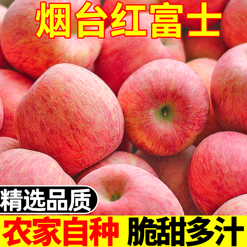 烟台红富士苹果水果新鲜整箱当季8.5斤栖霞丑平萍果一级脆甜包邮