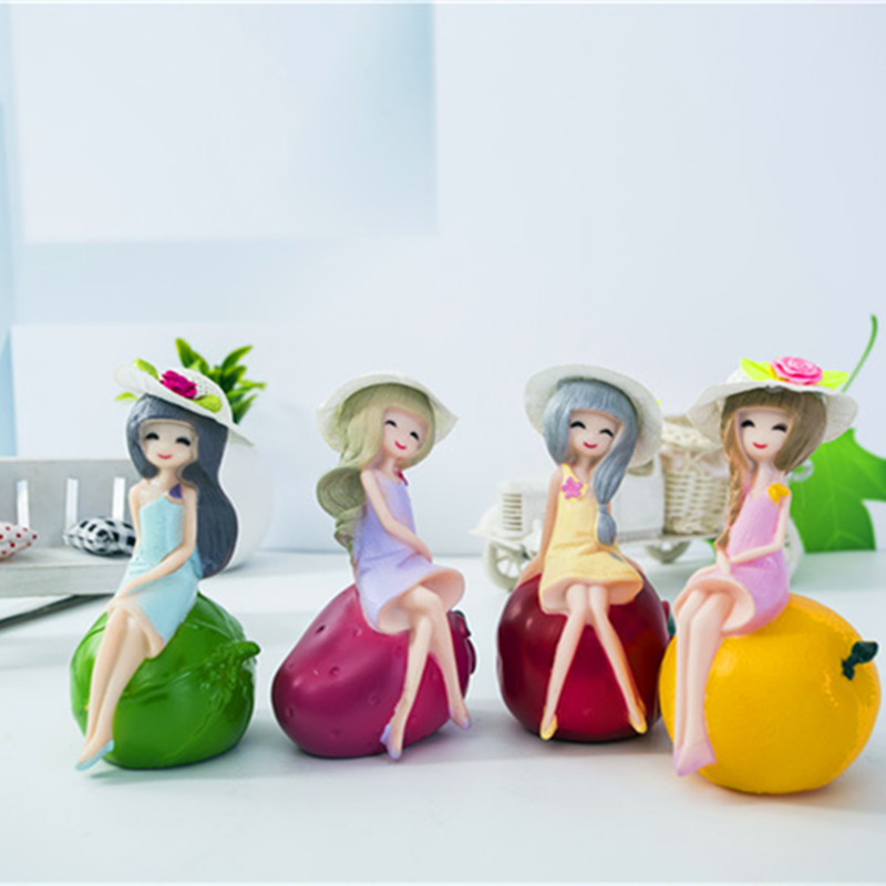 生日蛋糕装饰摆件水果姑娘苹果草莓橙子西瓜可爱女孩西点儿童摆件