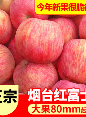 苹果新鲜水果当季脆甜山东苹果整箱10斤烟台红富士正宗平现摘