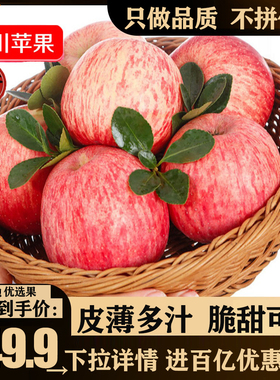 苹果水果新鲜水果正宗陕西洛川红富士一级整箱10斤脆甜产地发包邮
