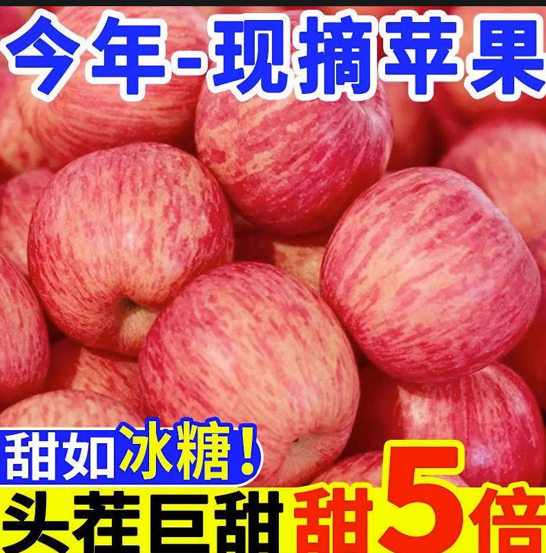 陕西洛川苹果红富士苹果新鲜脆甜现摘当季水果冰糖心整箱10斤包邮