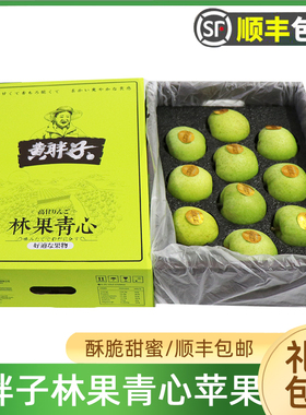 黄胖子林果青心青苹果5斤礼盒装 酥脆多汁雀斑甜苹果水果顺丰包邮