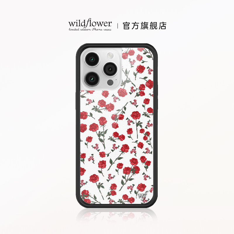 Wildflower红玫瑰手机壳Red Rose适用苹果iPhone15/14/13/12/Pro/Max/Plus硬壳全包硅胶防摔欧美时尚wf赵露思