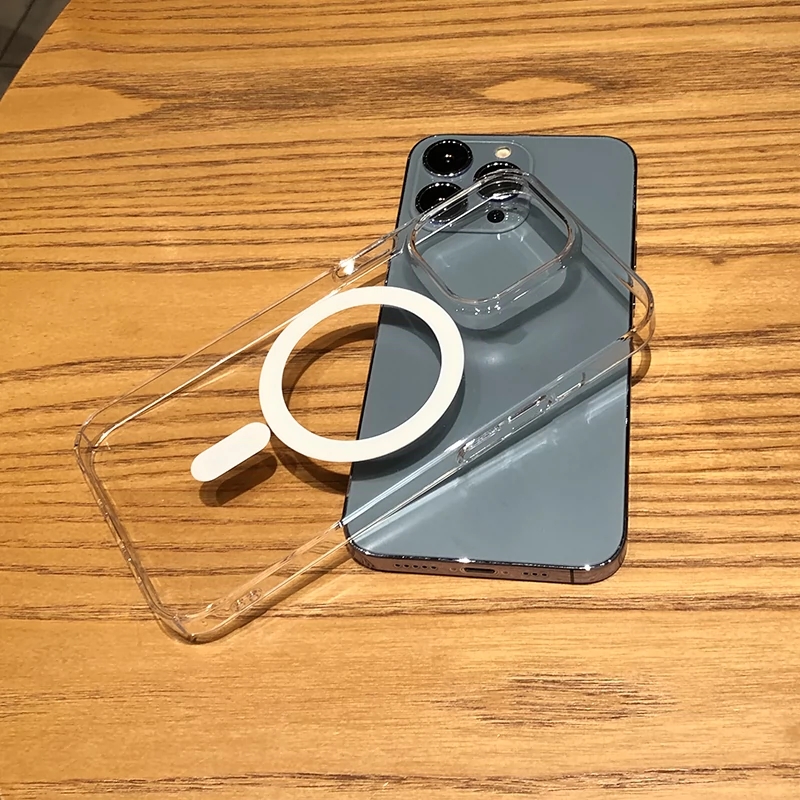 超薄磁吸透明无线充电适用于苹果15手机壳iPhone14promax硬壳11简约12pro男13mini防摔xs不变黄7/8p保护套xr