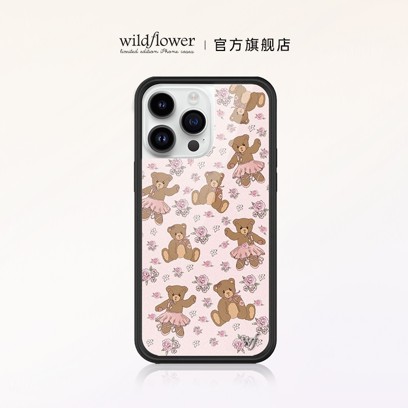 Wildflower芭蕾舞小熊手机壳Bear-y Ballet适用苹果iPhone15/14/13/12/Pro/Max硬壳全包硅胶防摔保护套欧美wf