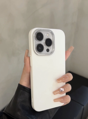 金属镜头ins高级磨砂纯色适用于iPhone15pro苹果14手机壳简约13pc硬壳超薄12手机壳