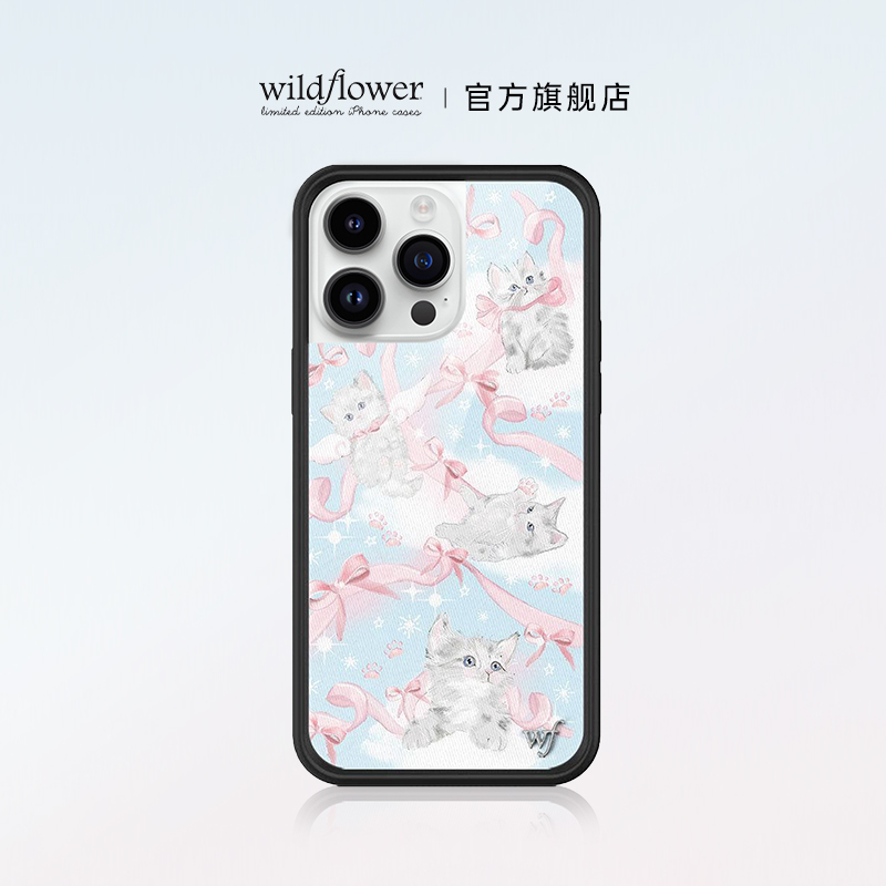 Wildflower可爱猫咪手机壳Kitten Around适用苹果iPhone15/14/13/12/Pro/Max/Plus硬壳全包防摔wf鞠婧祎同款