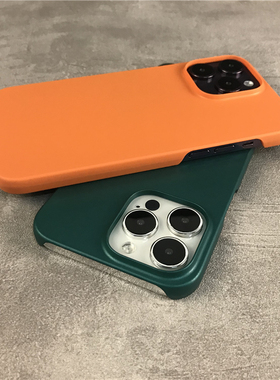 橙绿色简约适用苹果14ProMax手机壳iPhone14pro大孔镜头13promax半包硬壳13pro防摔iPhone11女14Pro男14薄12