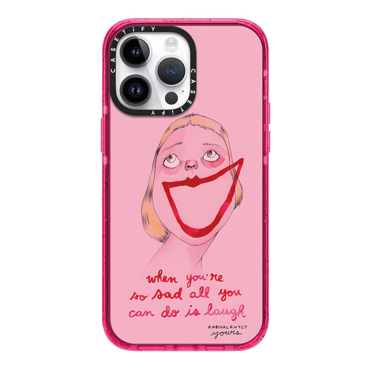 CASETi笑口常开粉色女孩14Pro适用于iPhone13ProMax苹果12Pro网红艺术家泡泡糖粉手机壳15防摔保护14plus硬壳