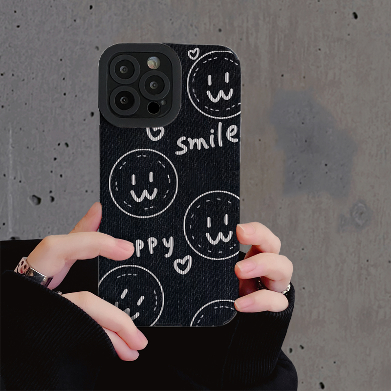 吕派 ins日韩风笑脸Smile适用IPhone14ProMax苹果13手机壳12防摔新款11高级15全包XS硅胶8Plus保护套软情侣女