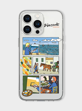 旅行艺术家iPhone14苹果15promax新款透明手机壳13p镜头全包防摔12小众艺术生创意11北欧风xr/xs文艺适用十四