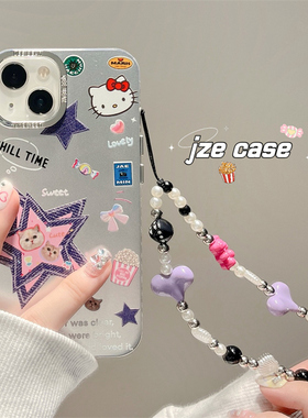 日韩系牛仔星星kitty猫适用苹果14手机壳iPhone13ProMax新款12防摔13pro女款11硅胶14pro网红小众个性全包软