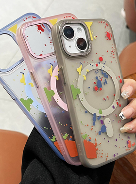酷炫涂鸦脏脏壳适用iPhone15promax苹果14pro手机壳磁吸附无线充电宝15plus防摔全包13pm可车载12pro肤感硬壳