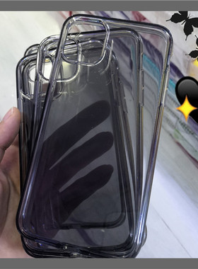 15高级墨水黑灰色透明软壳14ProMax13pro11手机壳iPhone7pXR黑色果冻壳简约潮12透黑壳