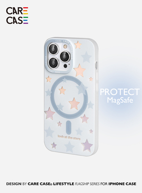 CARECASE 蓝色镭射星星磁吸防摔双层手机壳 小众原创设计 支持MagSafe 适用于 苹果13 Pro Max 14 15 Pro Max