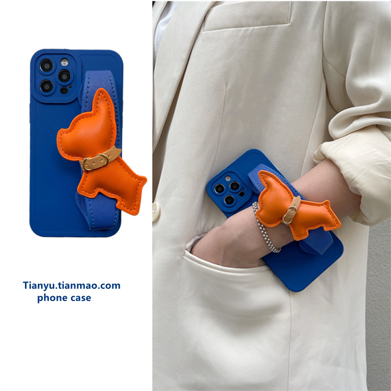 恬妤 高级橙法斗犬腕带适用于苹果15promax手机壳iphone15pro保护套14pro苹果13克莱因蓝xsmax潮流11斜挎12pm
