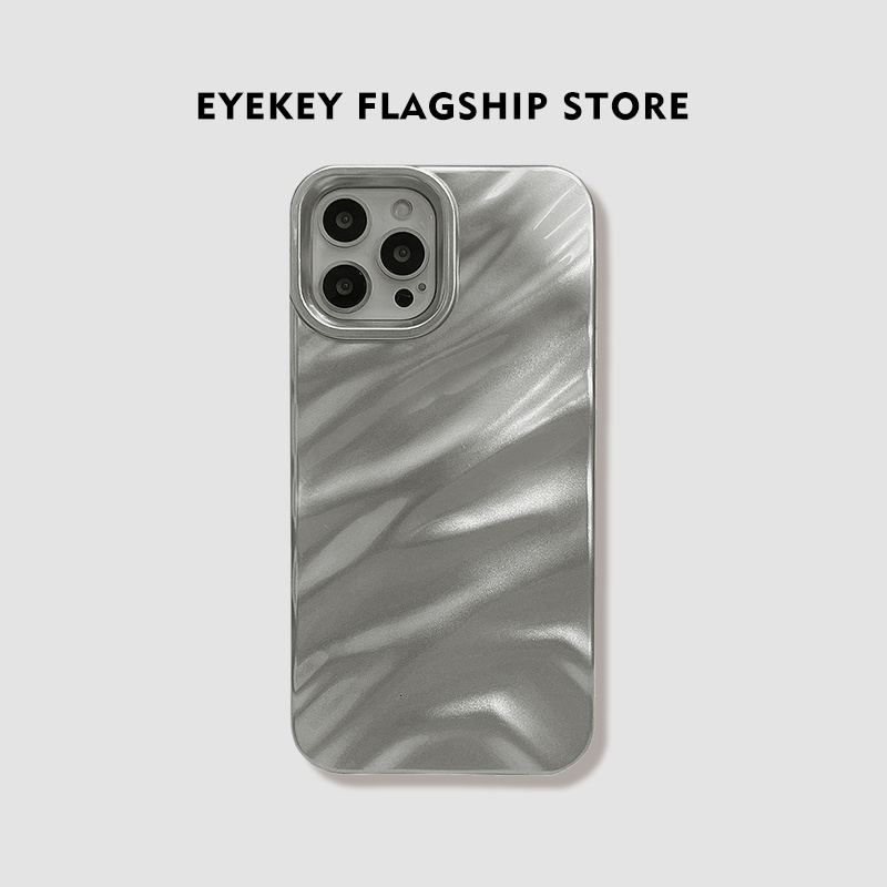 eyekey适用高级感波浪纹苹果14pro max手机壳iphone15新女款12pro小众11创意plus纯色硅胶13promax手机套软壳