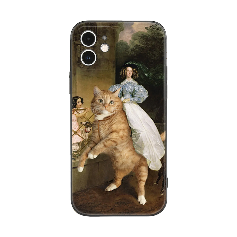 文艺复古橘猫雕塑艺术油画适用iPhone15Pro/14promax苹果13mini手机壳12/11