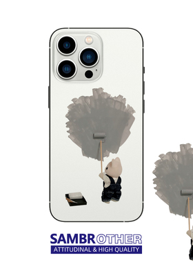 可爱刷墙小熊适用iphone14PRO苹果13卡通12简约15PROMAX硅胶透明手机壳全包华为MATE60PRO小米14vivo三星oppo