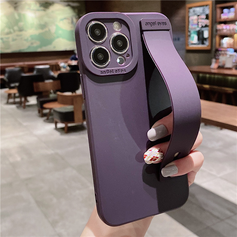 暗紫色腕带适用iphone14promax苹果13手机壳12新款11硅胶15创意支架xr保护套xs/max全包pro防摔14plus小众女