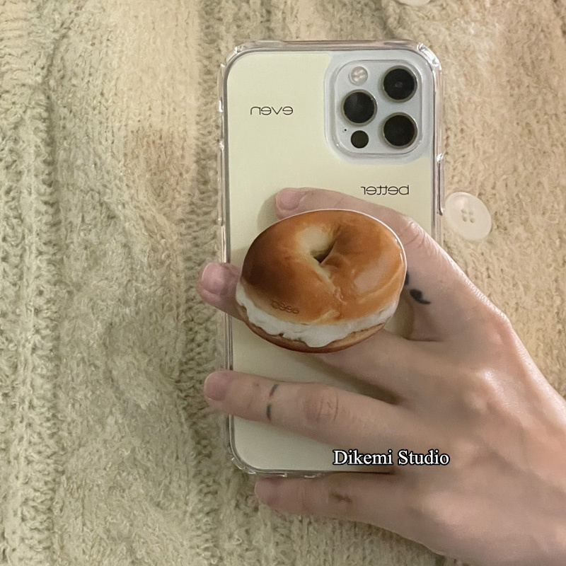 韩国ins奶黄字母贝果面包支架适用iphone15/14promax苹果13/11手机壳XSMAX全包12软胶保护套
