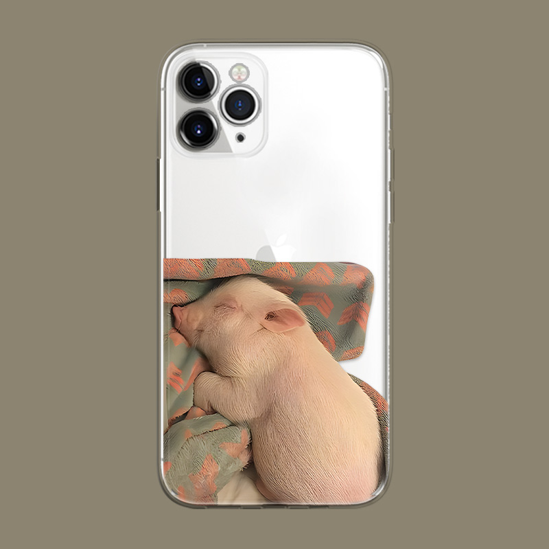 新款可爱趣味高级感苹果15promax情侣闺蜜睡觉猪猪男女适用iphone14pro透明13min/xs11镜头全包软12min手机壳