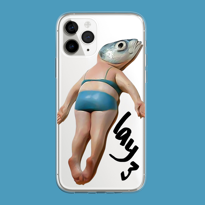 新款艺术油画咸鱼躺高级感苹果15promax个性男女艺术xr适用iphone14pro透明13min/xs11镜头全包软12min手机壳