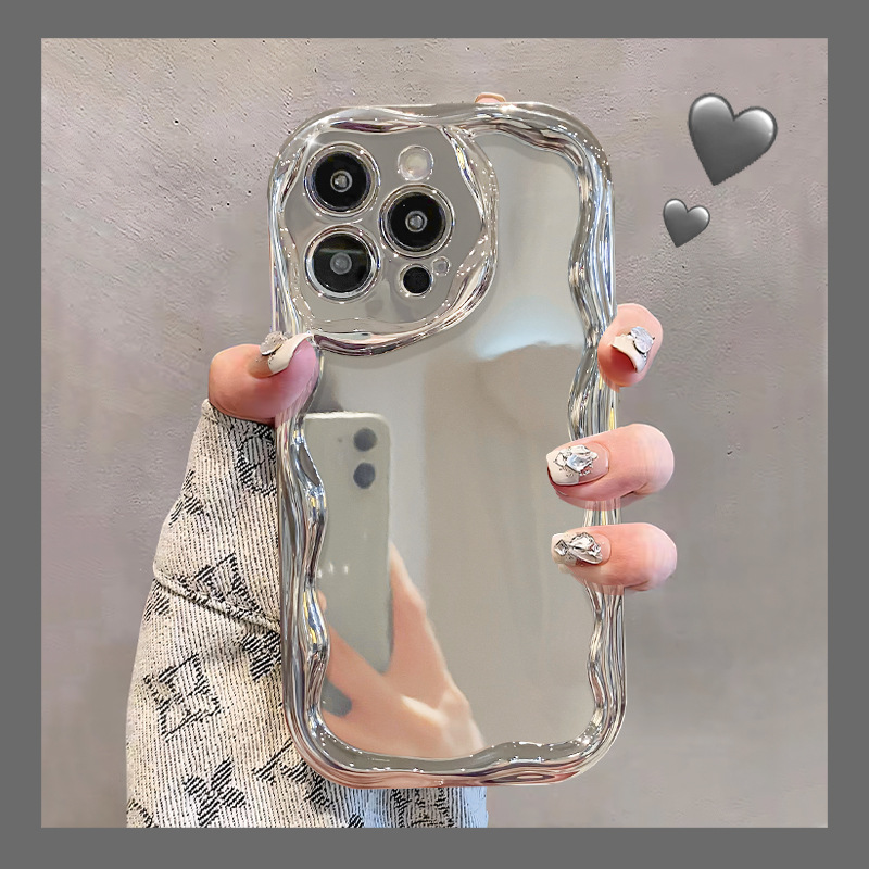 高级感电镀银色镜面适用于苹果15手机壳iphone14promax新女款13全包镜头12/11min手机保护套硅胶