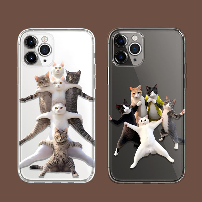 新款可爱趣味高级感苹果15promax搞笑摆拍自拍猫咪喵星人适用iphone14pro透明13min/xs11全包硅胶软12手机壳