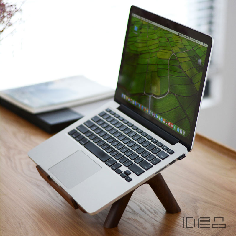 支几实木笔记本电脑支架苹果macbook桌面散热架木质增高底座托架