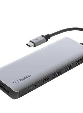 贝尔金Belkin拓展坞TypeC转HDMI扩展坞适用ipad/Macbook苹果笔记本电脑转接头投屏USB扩展器网线转接口PD供电