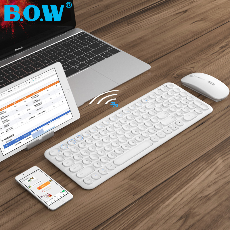 BOW 无线蓝牙键盘鼠标套装笔记本电脑苹果ipad平板办公专用静音